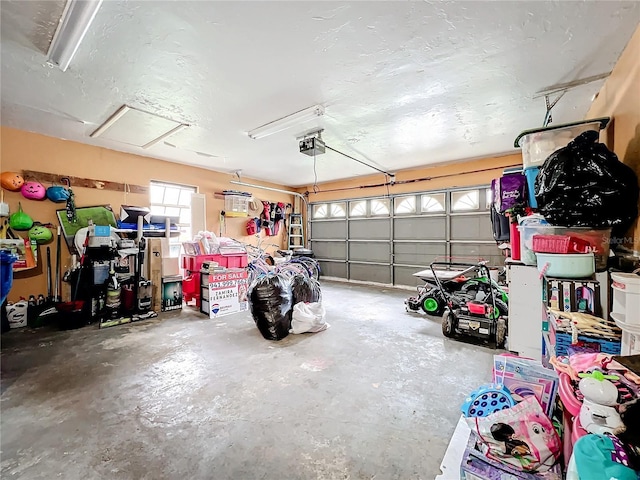 garage with a garage door opener