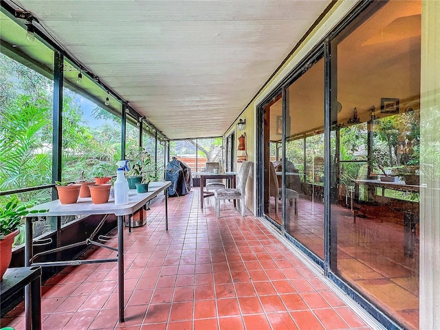 sunroom with track lighting