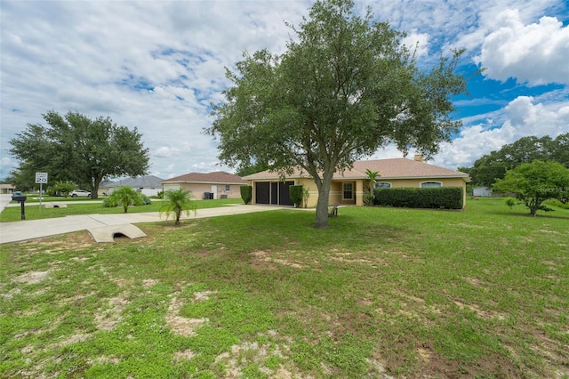 view of front of home with a front yard