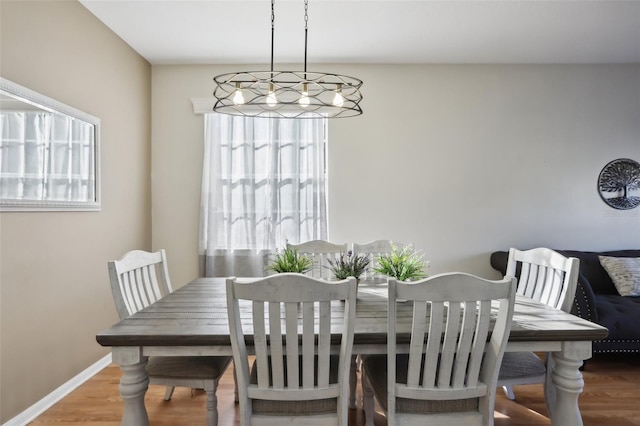 dining area with hardwood / wood-style flooring and plenty of natural light