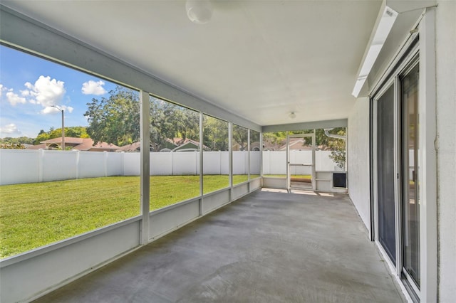 view of unfurnished sunroom