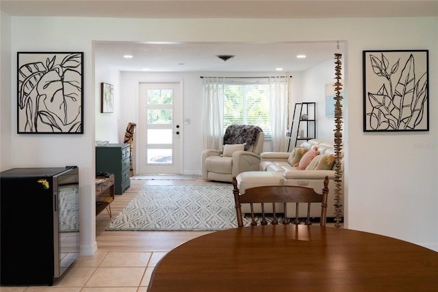 living room featuring light wood-type flooring