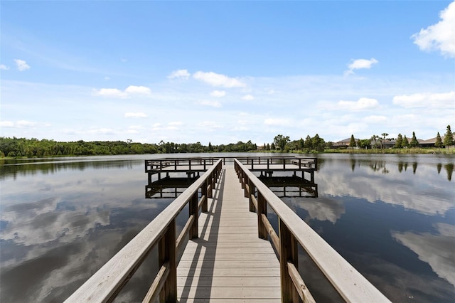 view of dock featuring a water view