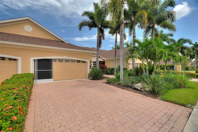 view of front of house with a garage