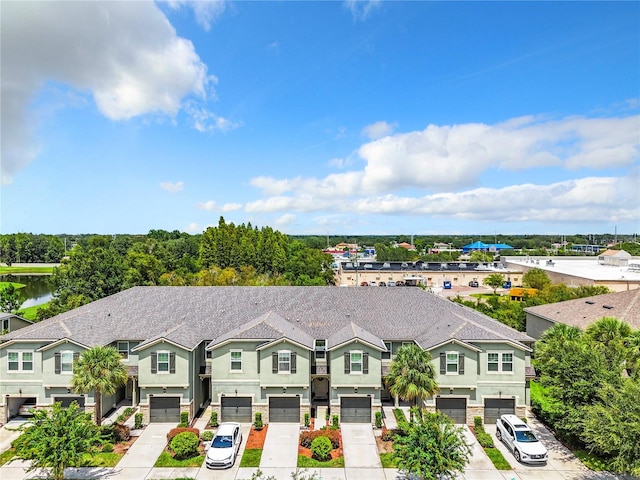 bird's eye view featuring a water view