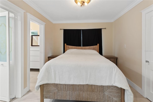 bedroom featuring crown molding