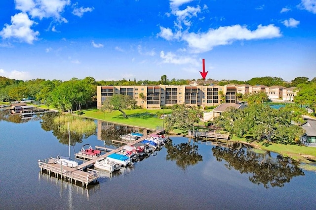 exterior space featuring a water view