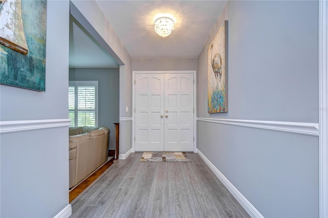 foyer entrance featuring light hardwood / wood-style floors