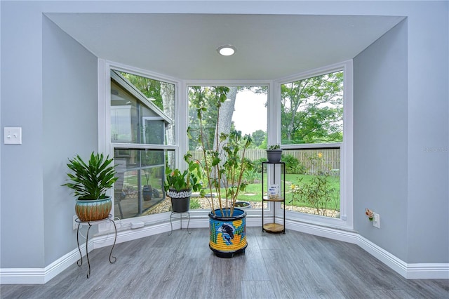 sitting room featuring a healthy amount of sunlight and wood-type flooring