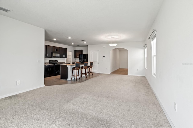 living room with light carpet