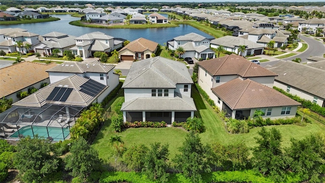 bird's eye view featuring a water view