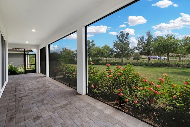 view of unfurnished sunroom