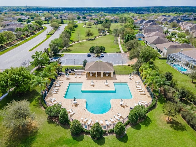 view of swimming pool with a patio