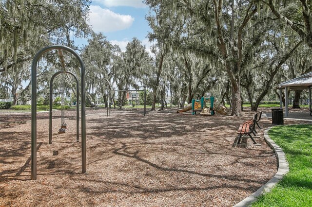 view of jungle gym featuring a gazebo