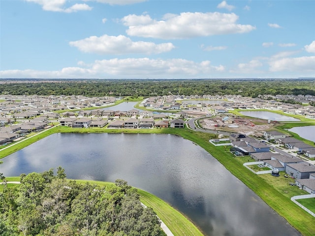 bird's eye view with a water view and a residential view