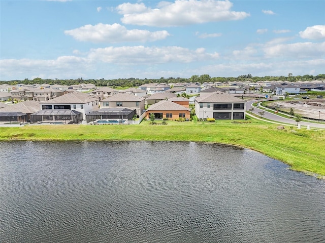 view of water feature with a residential view