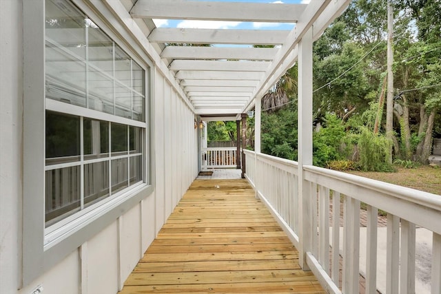 deck featuring a pergola