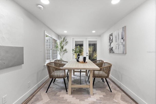 dining room featuring french doors