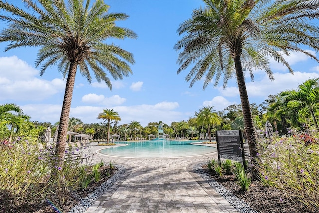 view of pool featuring a patio area