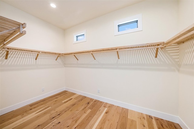 spacious closet with hardwood / wood-style flooring