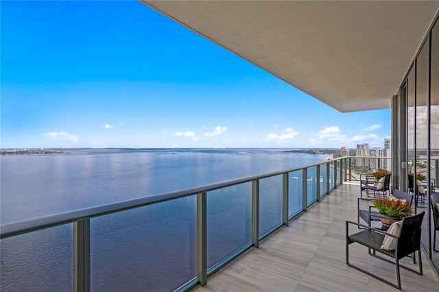 balcony with a water view