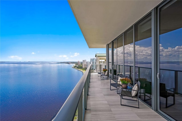 balcony with a water view