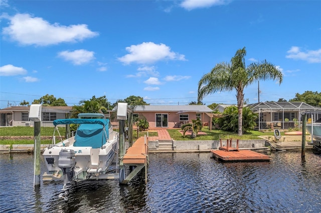 dock area featuring a water view