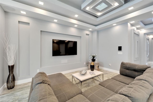 living area featuring baseboards