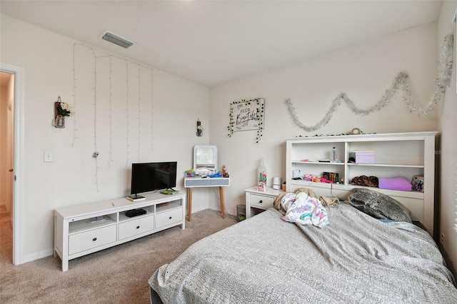 carpeted bedroom with visible vents