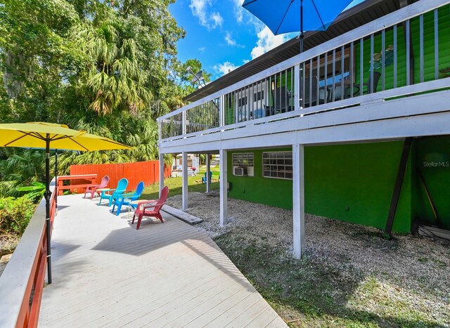 exterior space featuring a wooden deck