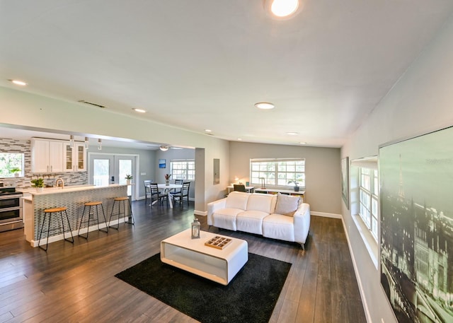 4617 John Moore Rd, Brandon, FL 33511 - living room featuring healthy amount of natural light, dark wood-type flooring, and recessed lighting