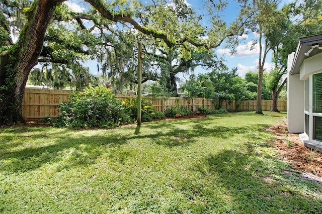 view of yard featuring a fenced backyard