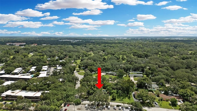 bird's eye view featuring a view of trees