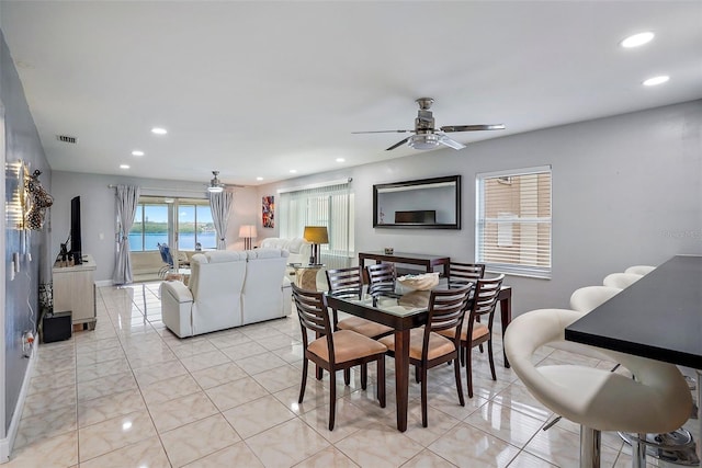 1819 Shore Dr S Unit 318, South Pasadena, FL 33707 - dining space with ceiling fan, recessed lighting, and baseboards