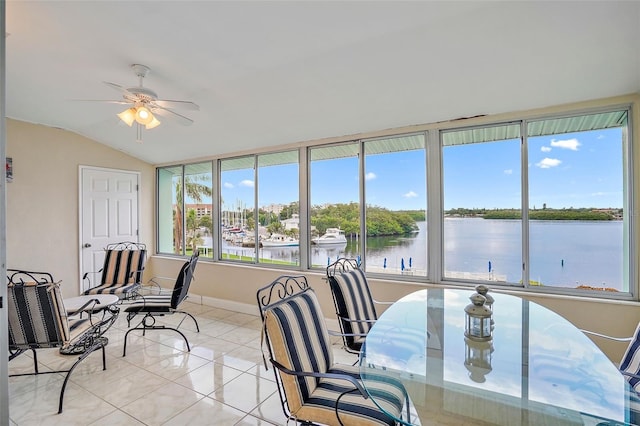 1819 Shore Dr S Unit 318, South Pasadena, FL 33707 - sunroom / solarium featuring a water view and vaulted ceiling