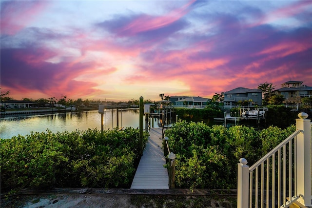 dock area featuring a water view