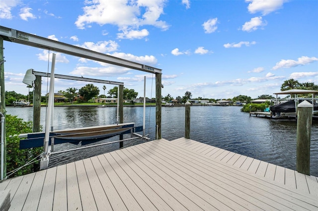 view of dock featuring a water view