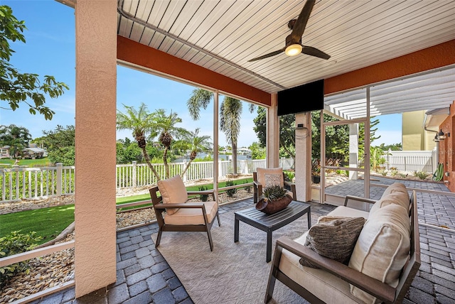 view of patio with ceiling fan