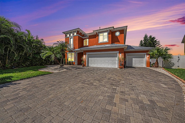 view of front of house with a garage