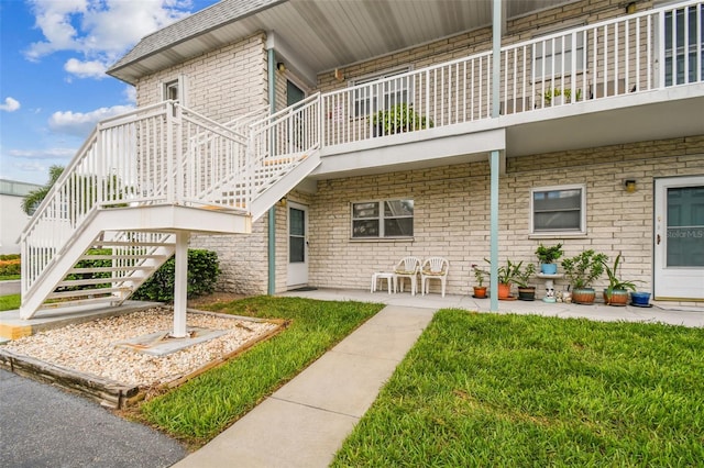 exterior space featuring stairs