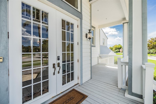 property entrance with french doors