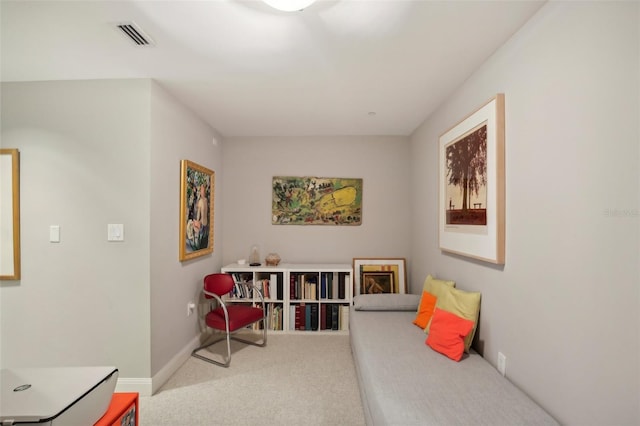 bedroom featuring carpet flooring, visible vents, and baseboards