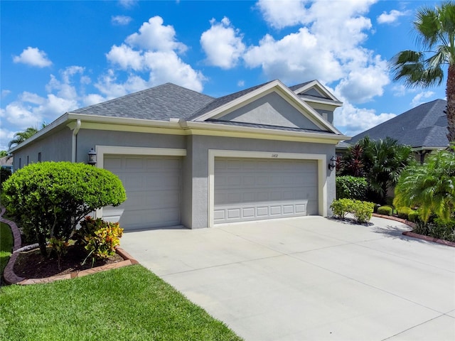 single story home with a garage