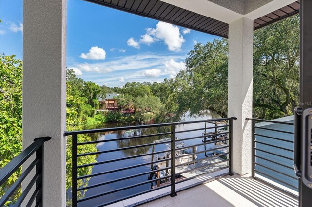 balcony with a water view