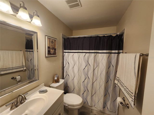 full bathroom with vanity, toilet, and shower with separate bathtub