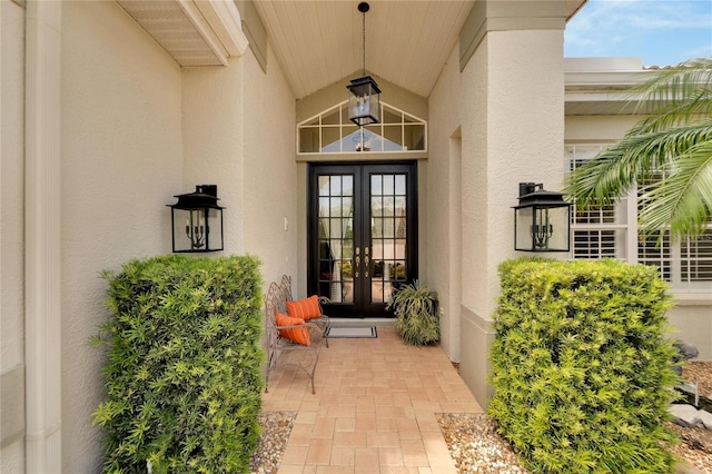 doorway to property featuring french doors