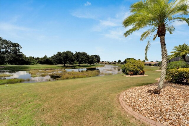 view of yard with a water view