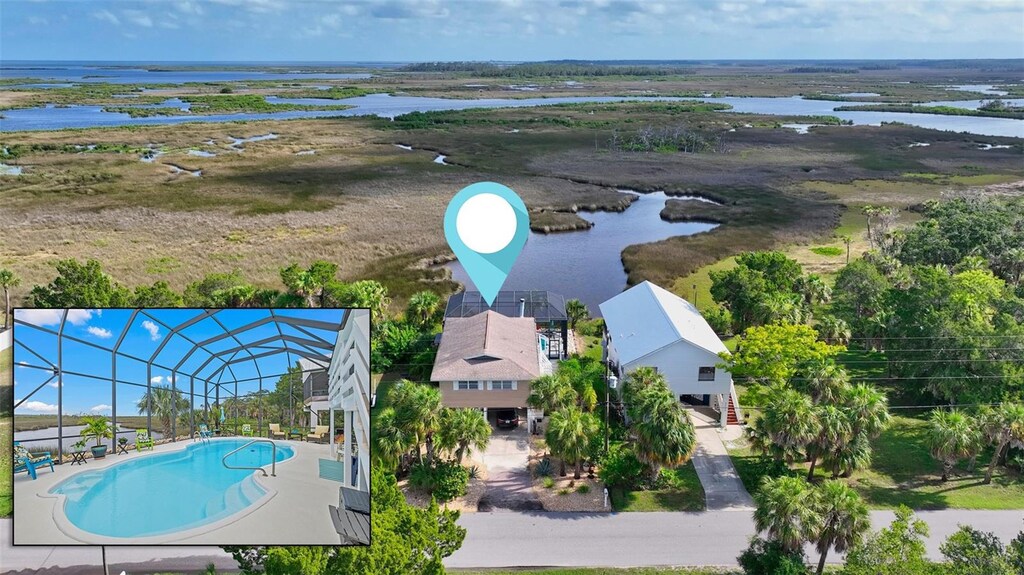 4031 Eagle Nest Dr, Hernando Beach, FL 34607 - drone / aerial view with a water view