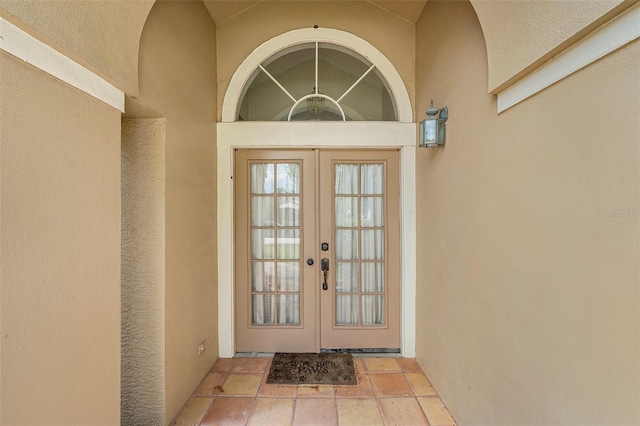 doorway to property with french doors