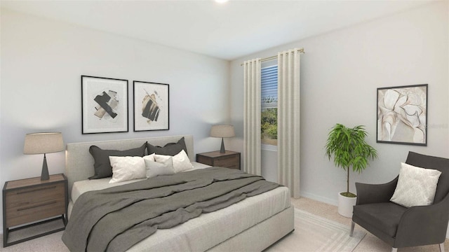 bedroom featuring baseboards and carpet flooring